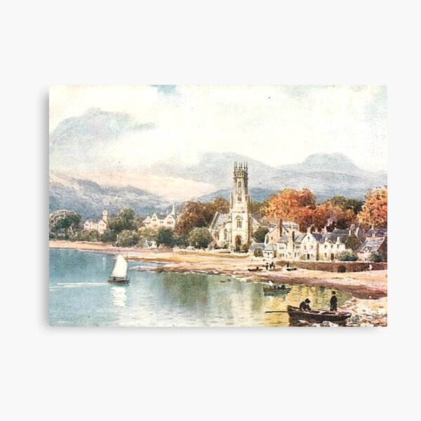 Vintage Illustration of Gare Loch, Scotland - Rhu Canvas Print