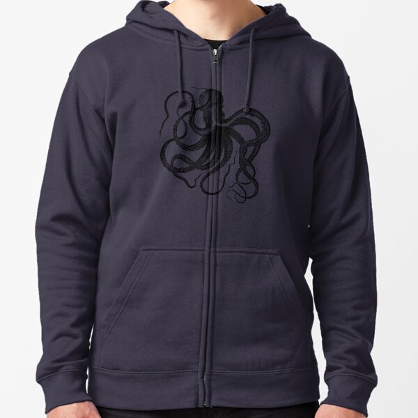 Vintage Octopus Illustration Zipped Hoodie