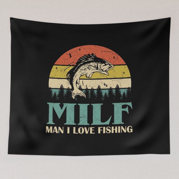 Item preview, MILF Man I Love Fishing Retro Vintage Sunset Funny Fishing Gift designed and sold by EvengoDesign89.
