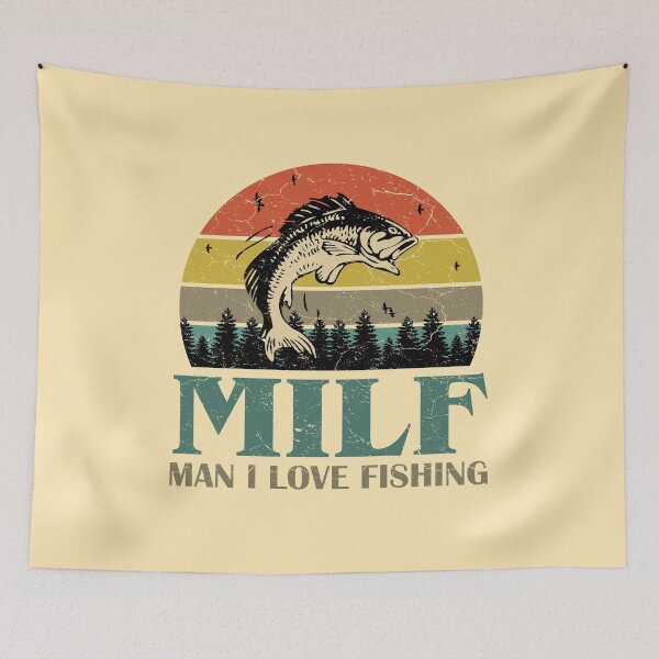 Item preview, MILF Man I Love Fishing Retro Vintage Sunset Funny Fishing Gift designed and sold by EvengoDesign89.