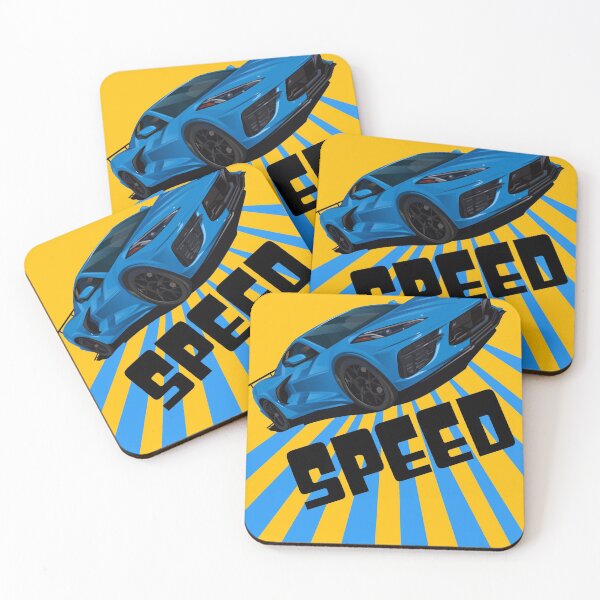 Item preview, blue sport car with yellow background designed and sold by nickardi.