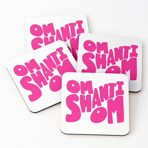 Item preview, Om Shanti Om Block Letters Pink White designed and sold by wordznart.