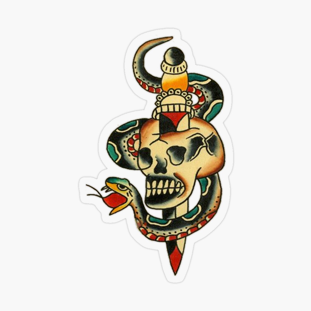 Snake Skull and Dagger American Traditional Tattoo Sticker for Sale by  Anthony Massaro