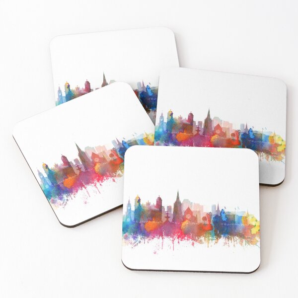 Item preview, Christchurch Skyline Watercolor Navy Blue by Zouzounio Art designed and sold by zouzounioart.
