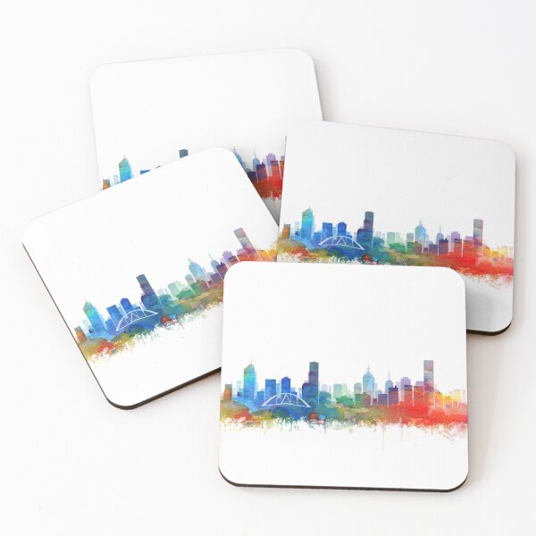 Item preview, Melbourne Skyline Watercolor Navy Blue by Zouzounio Art designed and sold by zouzounioart.