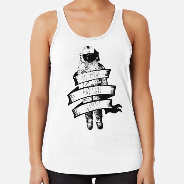 ribbon wrapped astronaut quote Racerback Tank Top