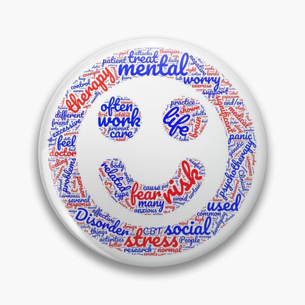 Item preview, Anxiety word cloud in shape of a happy face designed and sold by SchooledDesigns.