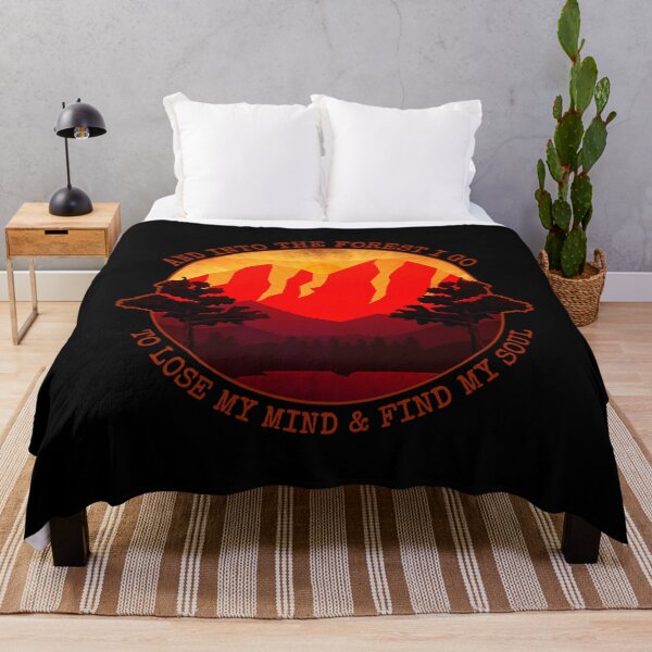 Item preview, Sunset Mountain Lake Vacation and Quote- Into the Forest I Go To Lose My Mind and Find My Soul - Nature Outdoors Quote For Outdoors Nature Lover Gift  designed and sold by VisionQuestArts.