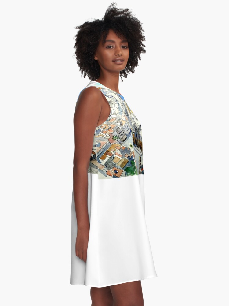 Imagen 2 de 4, Vestido acampanado con la obra Plaza de la Catedral de Cádiz, diseñada y vendida por Islakartare.