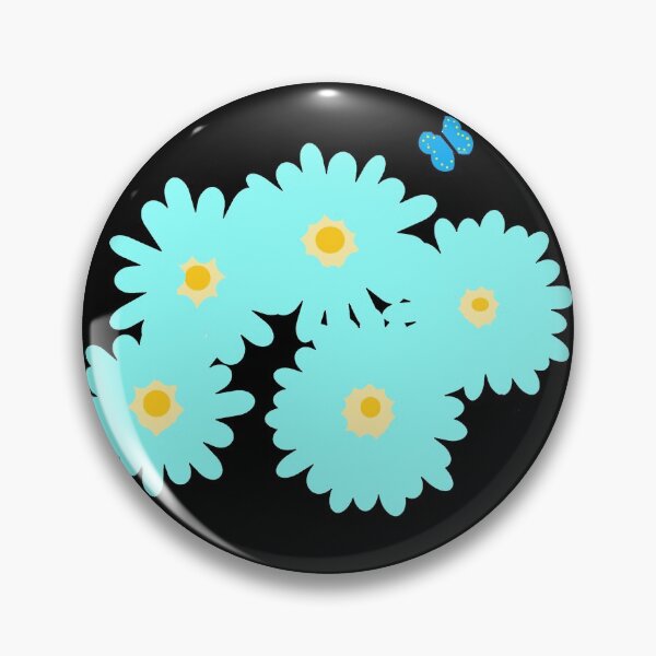Item preview, Aqua Yellow and Gold Flowers with Blue Butterfly and Black Background designed and sold by DesignsByMuriel.