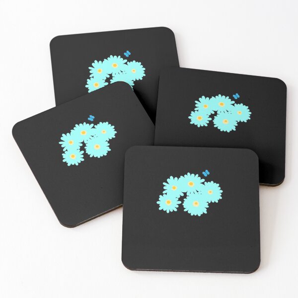Item preview, Aqua Yellow and Gold Flowers with Blue Butterfly and Black Background designed and sold by DesignsByMuriel.