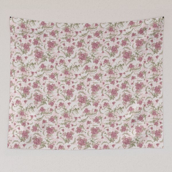 Item preview, Pink Yarrow and Leaves Vintage Style Pattern designed and sold by cozycaroline.