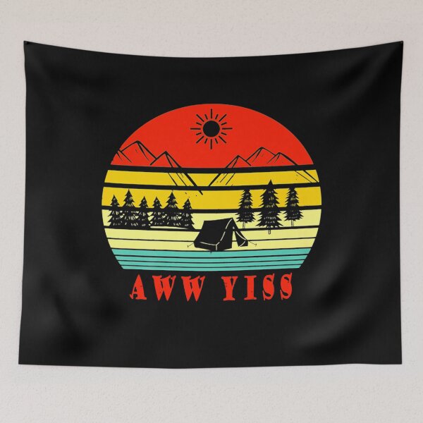 Item preview, Aww Yiss Funny Camping Outdoors Retro Mountains Forest Nature Gift for Outdoorsmen designed and sold by VisionQuestArts.