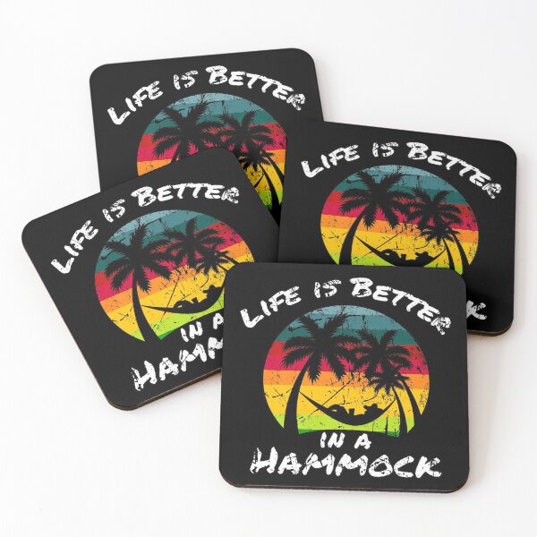 Item preview, Life is Better in a Hammock - Lazy Day Leisure Relaxation Recreation Travel Vacation and Tropical Palm Trees Retro Gift  designed and sold by VisionQuestArts.