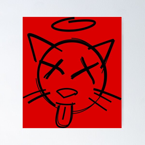 Salty De Vito Cat Logo | Red Poster