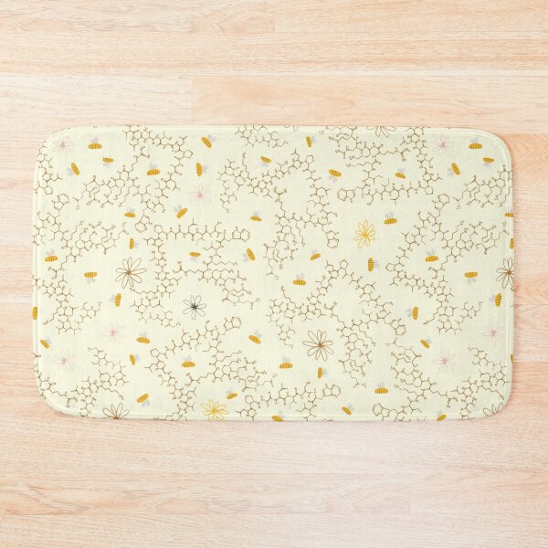 Item preview, Cute Bees, Flowers, and Melittin Molecules in Watercolor On Light Yellow designed and sold by fogoosherie.
