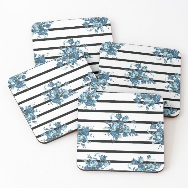 Item preview, Floral Stripes Blue designed and sold by nldesigns.