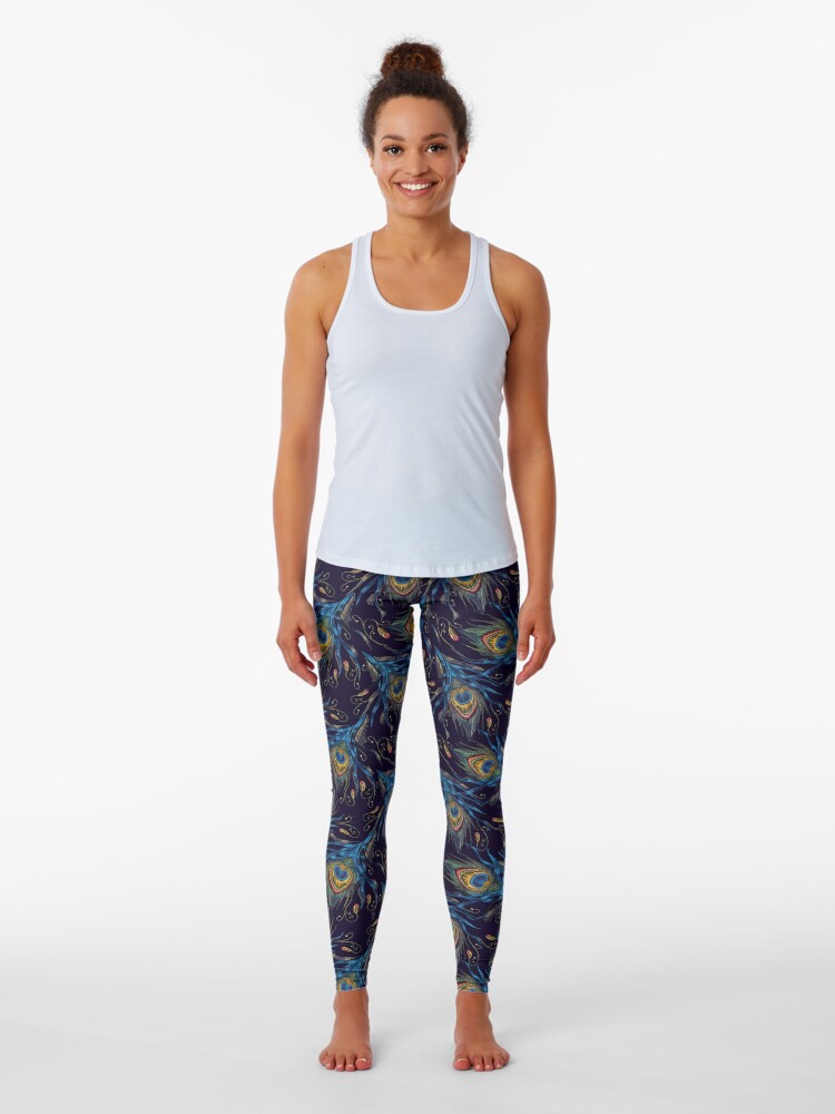 Peacock feather leggings deals