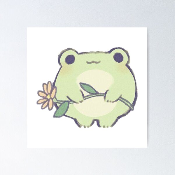 Item preview, Cute frog holding a flower designed and sold by rqsee.