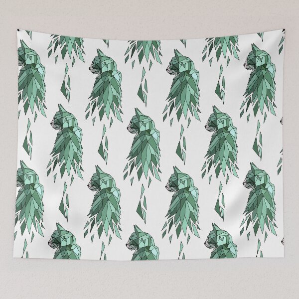 Item preview, Cat in turquoise green in a subtle polygon design designed and sold by PicturePatty.