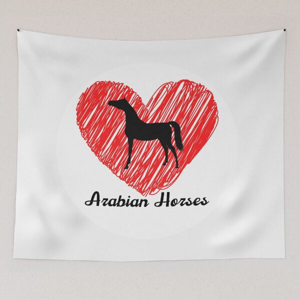 Aperçu de l'œuvre J'aime le coeur des chevaux arabes avec une silhouette d'un beau cheval mis en place au licou créée et vendue par j9gothbe.