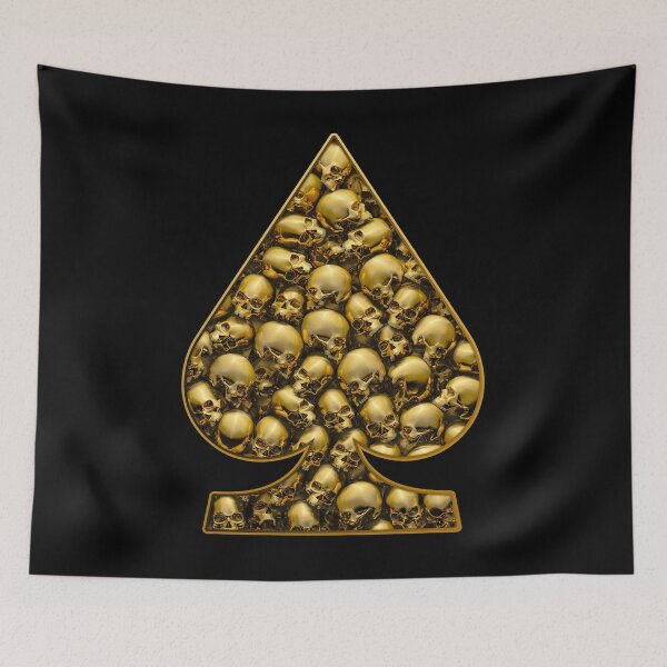 Item preview, Ace Of Spades Vintage Goth Gambler Skull Playing Card Gold designed and sold by GrandeDuc.