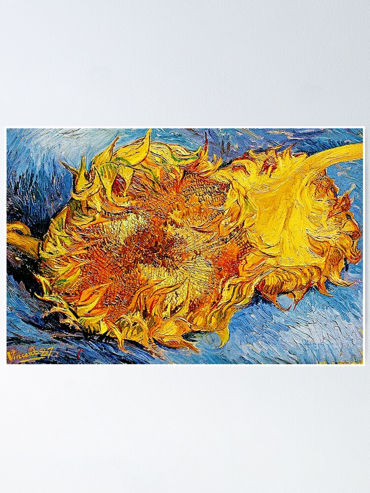 Vincent van Gogh | Floral Still Life - 'Two Cut Sunflowers' | Van Gogh  Post-Impressionist Art | Poster