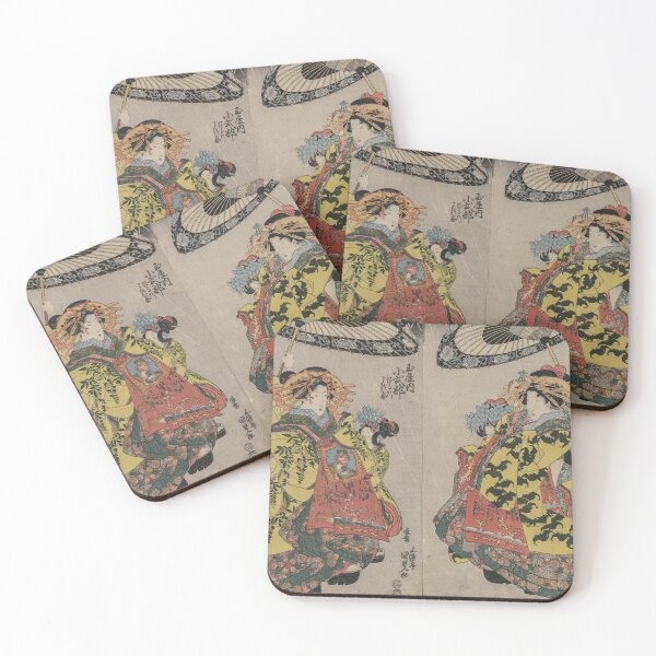 Item preview, The Courtesans Hanamurasaki and Koshikibu of the Tamaya Promenading in the Rain designed and sold by japanese-ukiyoe.