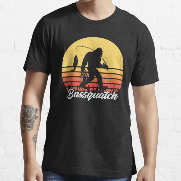 Bassquatch! Funny Bigfoot Fishing Outdoor Retro Essential T-Shirt for Sale  by Apoorv Choudhary