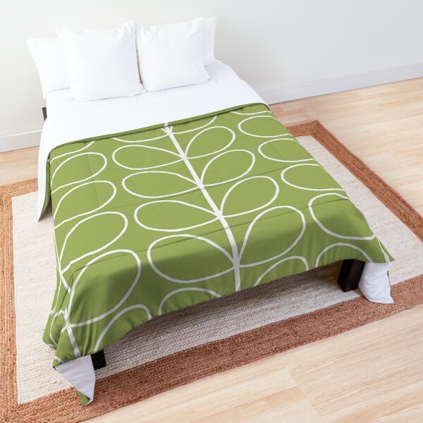 linear stem - orla kiely, pistachio green, white Comforter