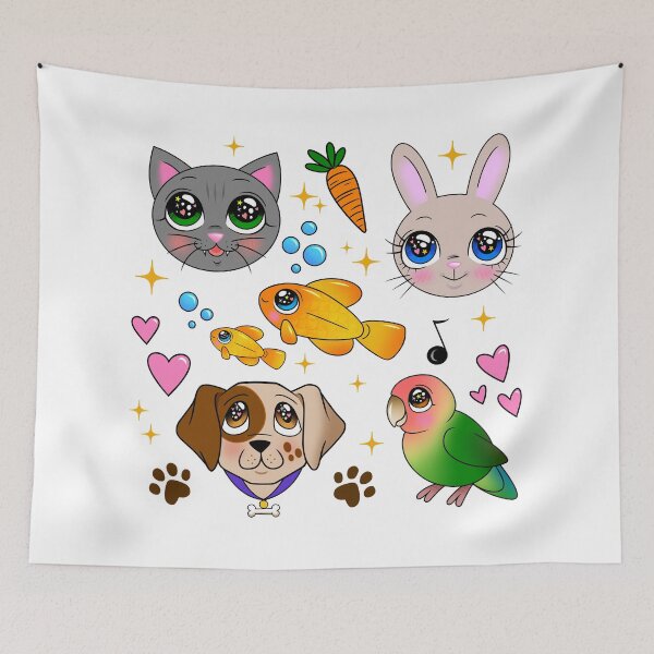 Item preview, Sparkly Eyed Pets Pattern - no background designed and sold by FizzyVee.