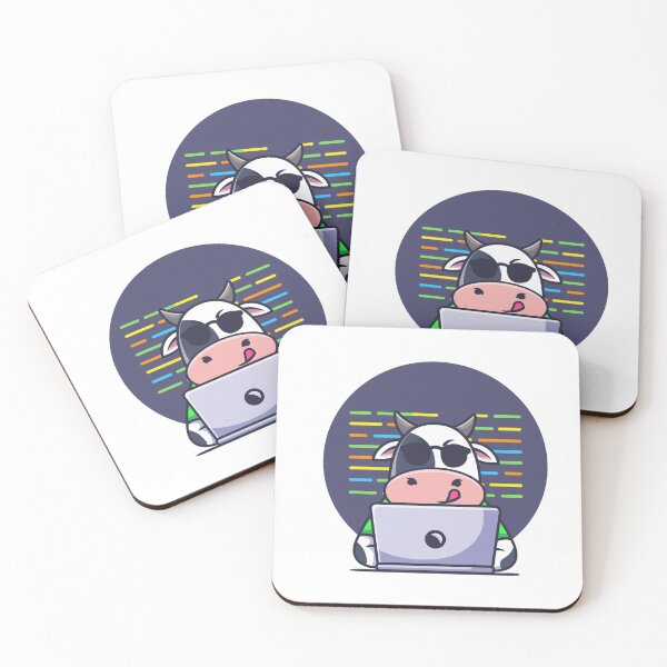 Item preview, Cute cow working on laptop cartoon designed and sold by InsfraDesign.