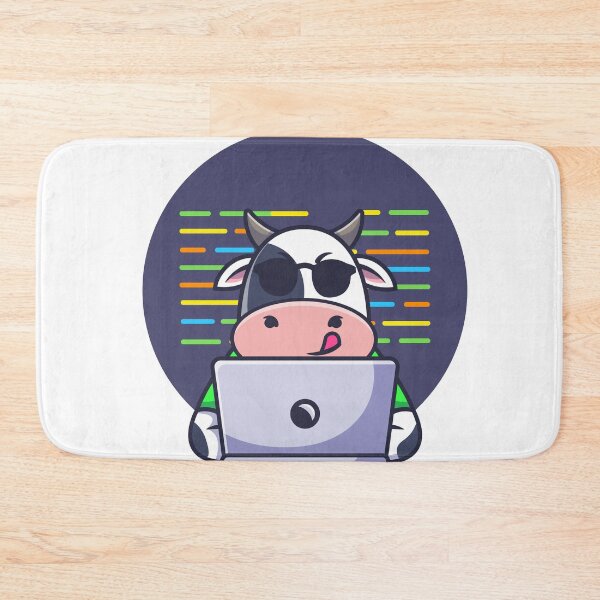 Item preview, Cute cow working on laptop cartoon designed and sold by InsfraDesign.
