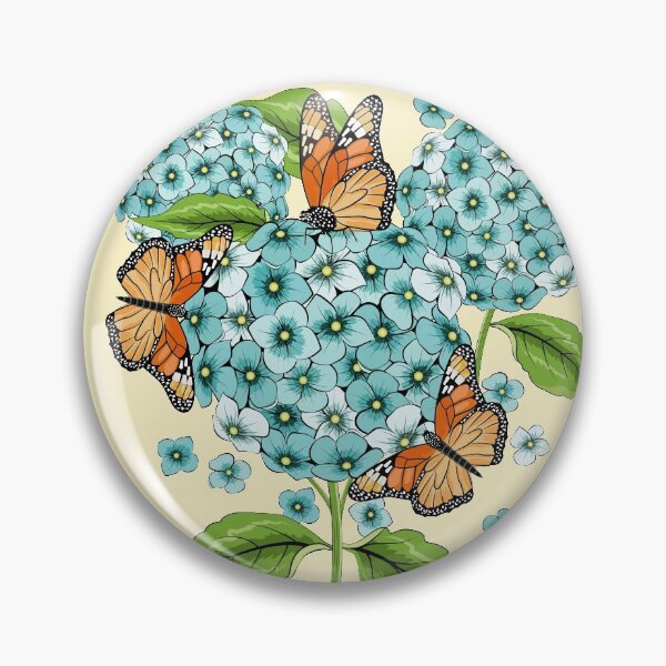 Hydrangea And Butterfly Pin