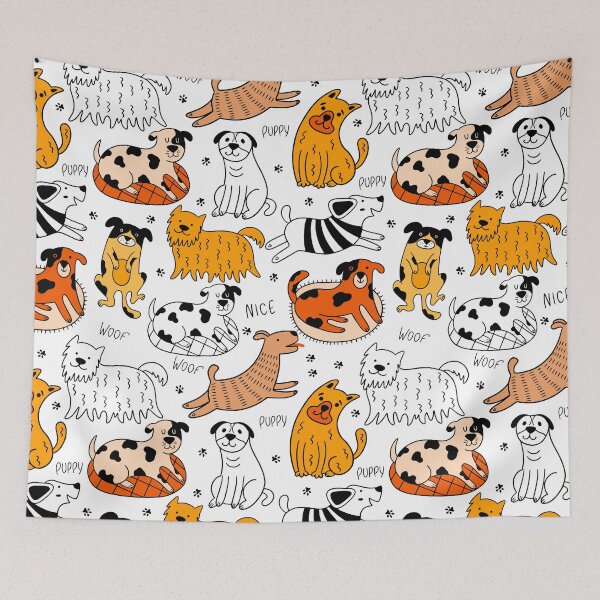 Item preview, Seamless Pattern Of Cute Dogs, Simple Colorful Design designed and sold by PandaSoul.