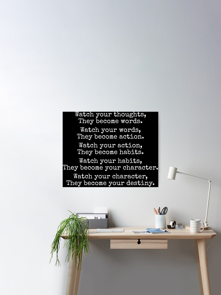 Lao Tzu Popular Inspirational Quote Wall Poster: Watch Your Thoughts 18 x  24