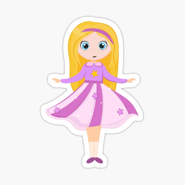 cute princess girl print illustration for girls beautiful dress Sticker