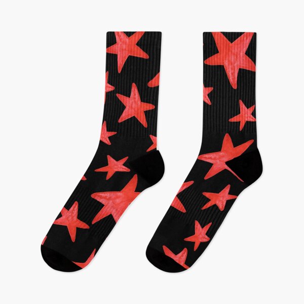Item preview, Red Watercolor stars on a Black background  designed and sold by Gainor Andrews.