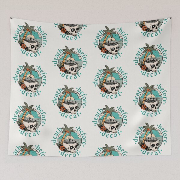 Item preview, DEATH BEFORE DECAF COFFEE SKULL VINTAGE designed and sold by aydapadi.