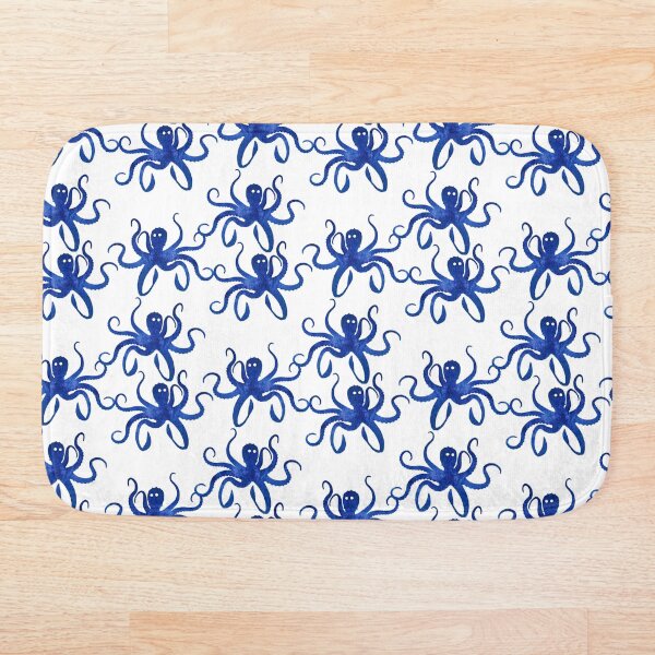 Item preview, Abstract seamless pattern with blue octopus, Any color of background designed and sold by SHOHANA.