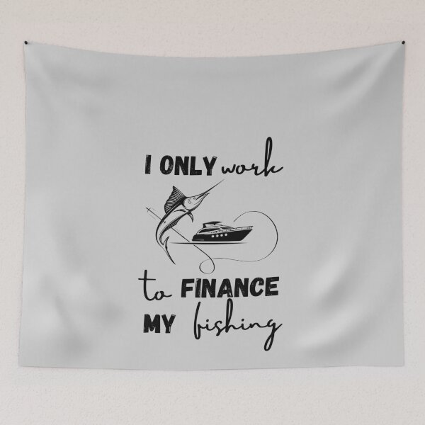 Item preview, I Only Work to Finance My Fishing Print T-Shirt Cool Design Tee designed and sold by LJ4EVER.
