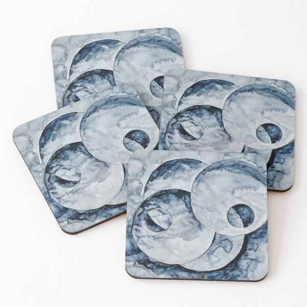 Item preview, Dark blue Misty Spheres circling each other designed and sold by Gainor Andrews.