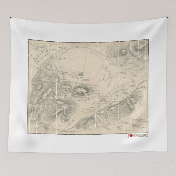 Item preview, Distressed Vintage Map of Ancient Athens, Greece designed and sold by Happy Puppy Print On Demand.