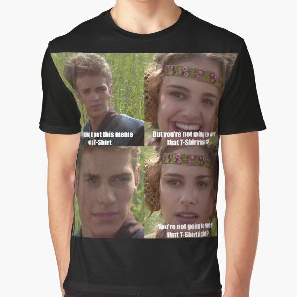 Vista previa del artículo con la obra «Camiseta Anakin y Padme Meme», diseñado y vendido por FunGuru.