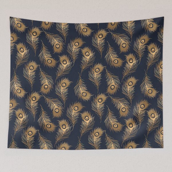 Item preview, Golden Peacock Feather Seamless Pattern, Golden Peacock Feather Pattern, Golden Peacock Feather Vector Pattern designed and sold by graphic-genie.
