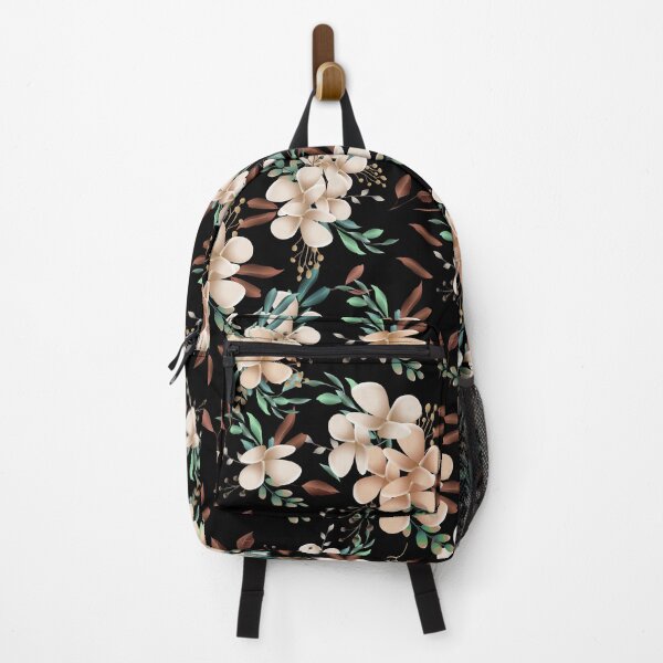 Item preview, Elegant and silky flower pattern, teal and bronze leaves, cream peach flowers designed and sold by Orianah.