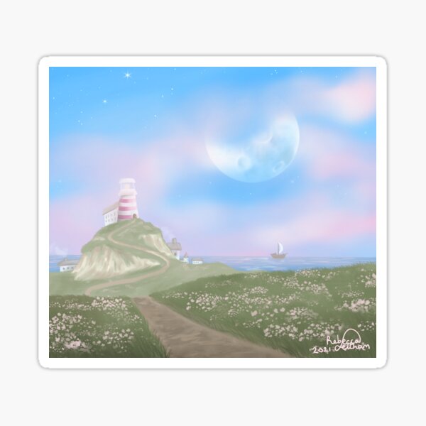 Seaside Moonrise Sticker