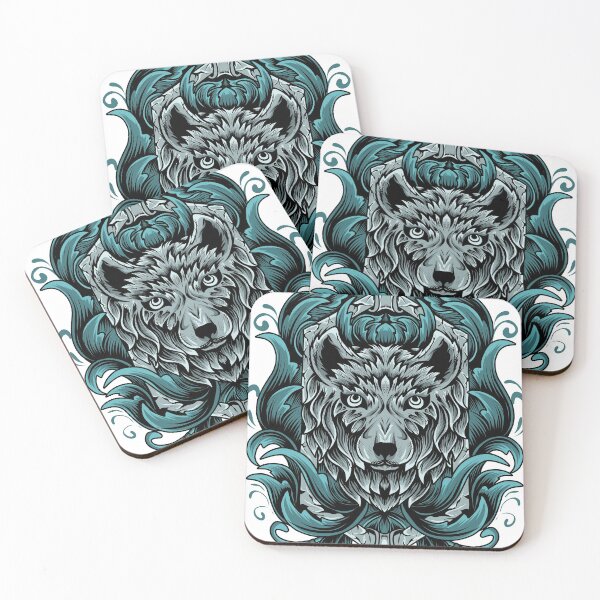 Item preview, Scary Wolf Head With Ornament Floral designed and sold by YSNbr.