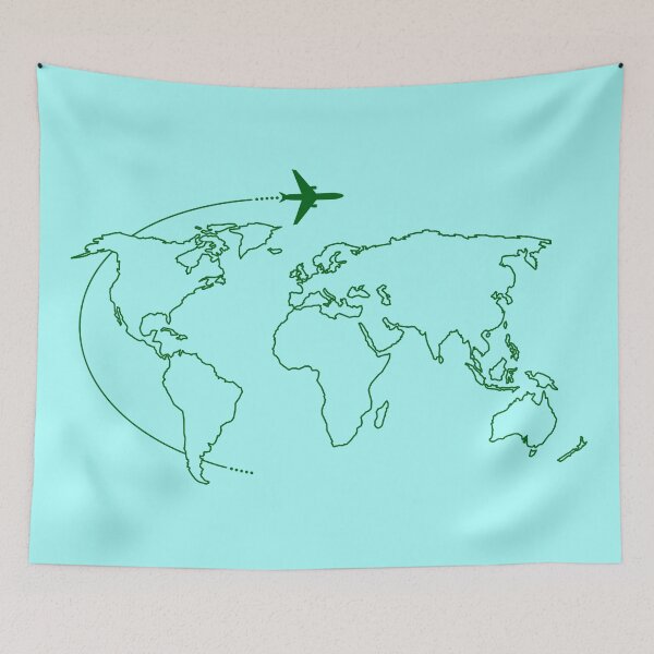 Item preview, Travel The World line drawing with plane designed and sold by Happy Puppy Print On Demand.