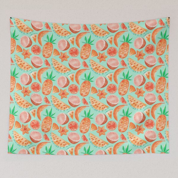 Item preview, Citrus Summer Pattern, golden orange watercolor fruits designed and sold by Orianah.